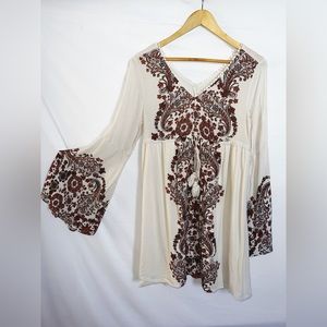 Boho flared sleeve knee length dress